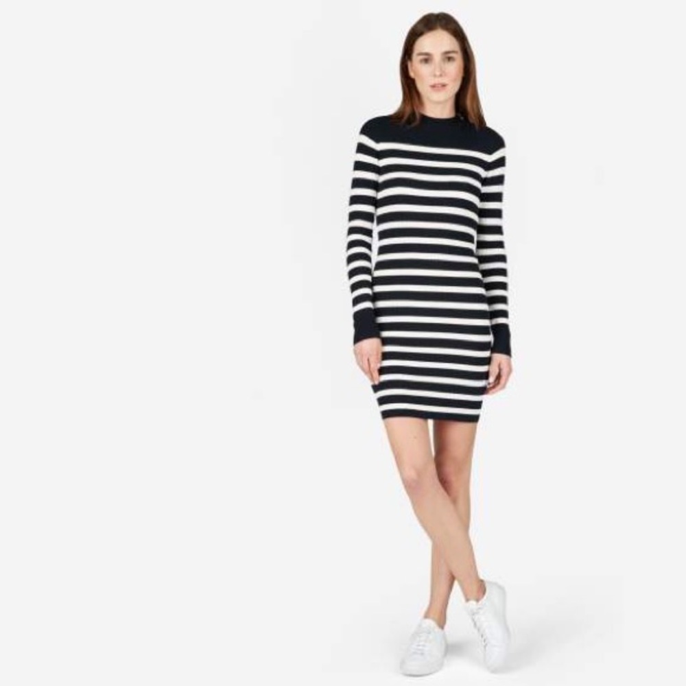 Everlane NWT S Breton Ribbed Cotton Sweater Dress